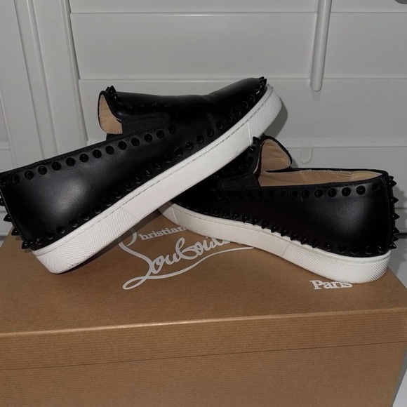 Christian Louboutin Shoes - Christian Louboutin Black Studded Slip-Ons studded